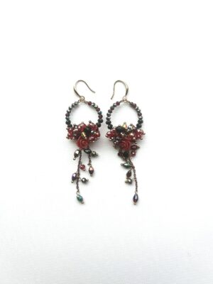 Red Crystal Bouquet Waterfall Earrings