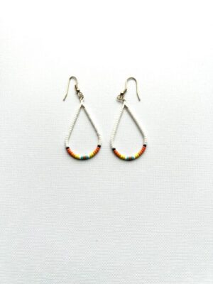 White Fire Teardrop - Hook Earrings