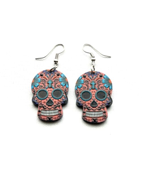 Days of the Dead Pink Head Blue Cross Forehead