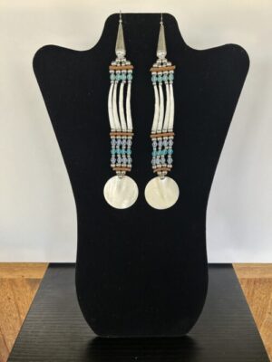 Dentalium - 1 Tear Disk Blue Mist Song Earrings