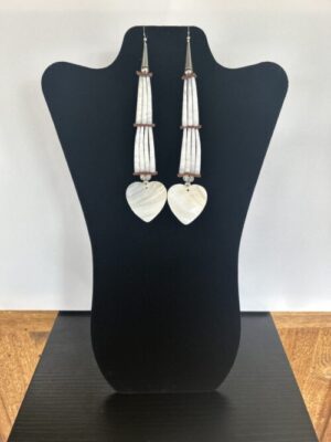 Dentalium - 2 Tear Heart Earrings