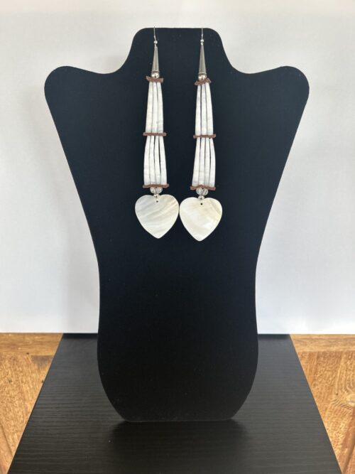Dentalium - 2 Tear Heart Earrings