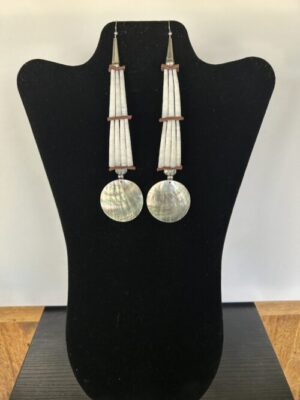 Dentalium - 2 Tear Smoke Gray Disk Shell Earrings