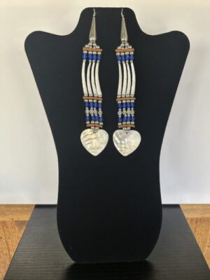 Dentalium - Blue Navy 1 Tear Heart Song Earrings