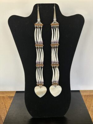 Dentalium - Lavender 3 Tear Heart Song Earrings