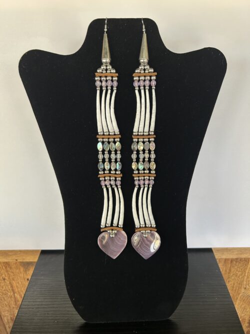 Dentalium - Wampum 2 Tear Abalone Song Earrings