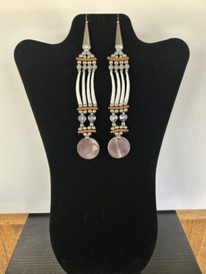 Dentalium - Wampum Disk Beads 1 Tear 2 Purple Hearts