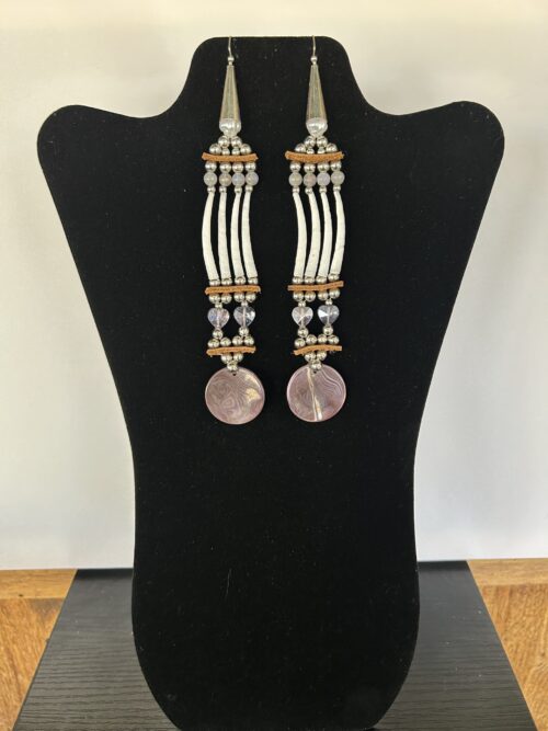 Dentalium - Wampum Disk Beads 1 Tear 2 Purple Hearts