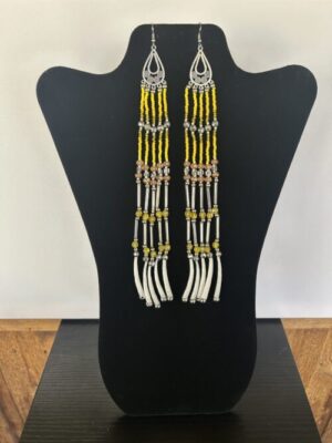 Dentalium - Yellow 5 Tear Rain Earrings