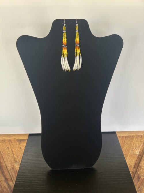 Dentalium - Yellow Orange Short Rain Earrings