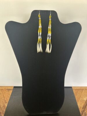 Dentalium - Yellow Silver Cap Short Rain Earrings