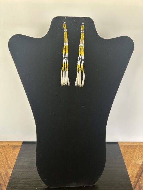 Dentalium - Yellow Silver Cap Short Rain Earrings