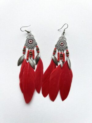 Red Feathers Soul Sonnet Earrings