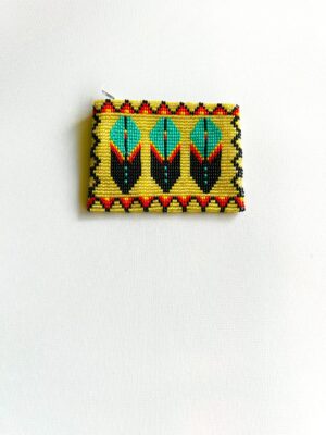 Gold 3 Feathers LIned Coin Purse