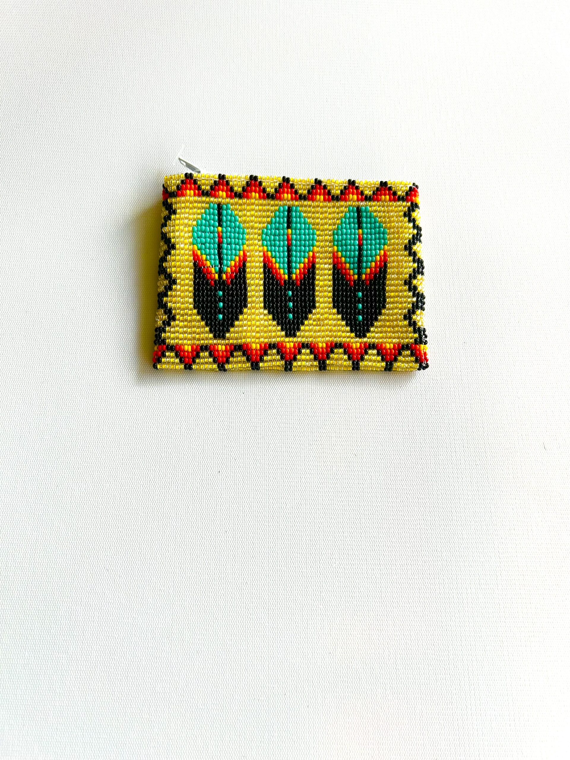 Gold 3 Feathers LIned Coin Purse