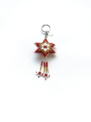Gold Red White Star Key Ring
