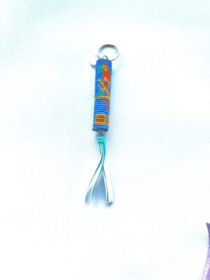 Orange Parrot Blue Tube Key Chain
