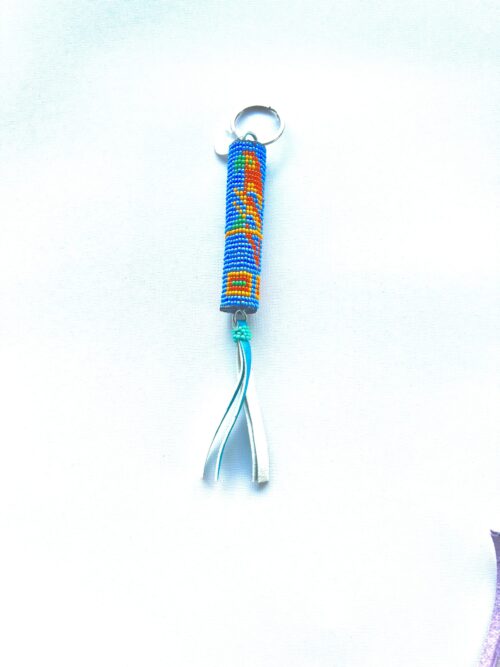 Orange Parrot Blue Tube Key Chain