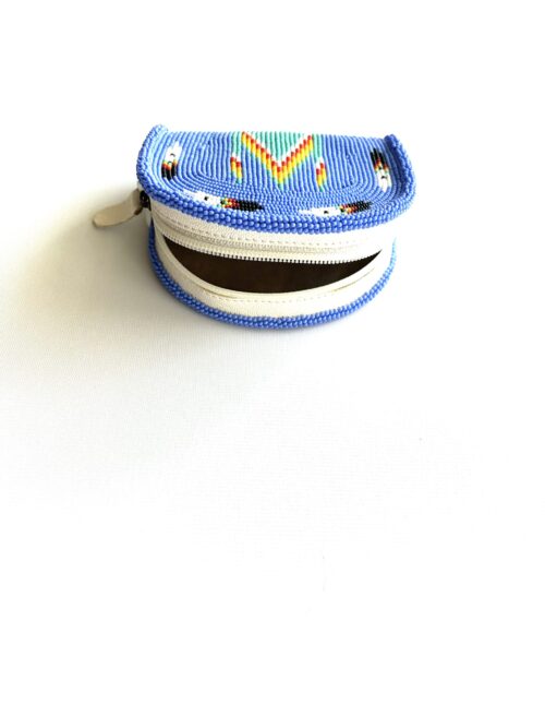Periwinkle Teal Peak Feather Dance Shoshone Style Coin Purse - Image 2
