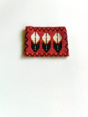 Red 3 Feather Coin Purse