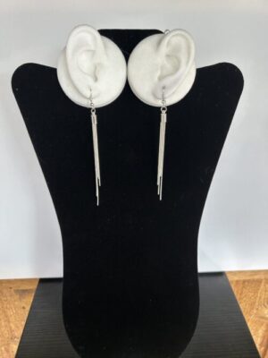 Silver Metal Cord Hook Waterfall Earrings