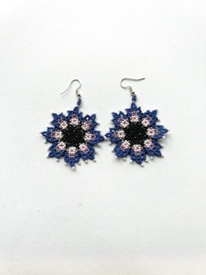 Star Bloom Blue Pink Hook Earrings