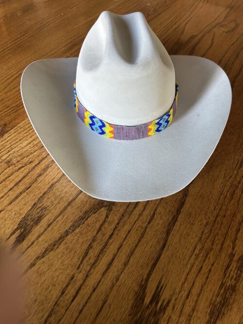 Taupe Blue and Orange Hatband