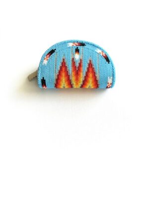Turquoise Red Feather Dance Shoshone Style Coin Purse