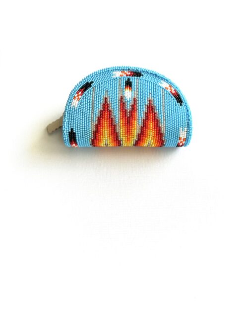Turquoise Red Feather Dance Shoshone Style Coin Purse