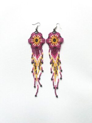 Pink Winter Sacred Flower Waterfall Earrings