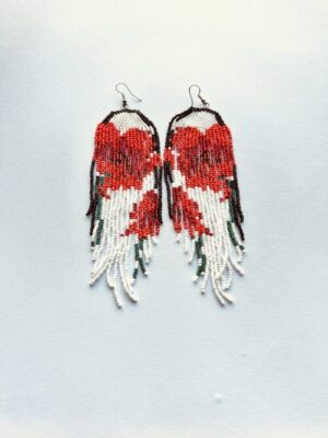 Snow Poppy Waterfall Hook Earring