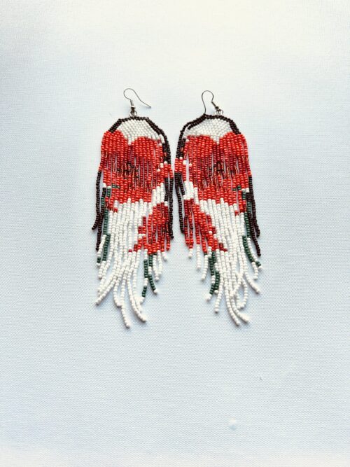 Snow Poppy Waterfall Hook Earring