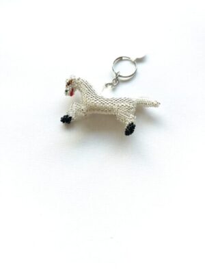 White Silver Horse Key Chain