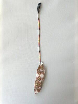 3 Orange Whispers with Long Silver Tube Beads & Painted Feather Hair Clip