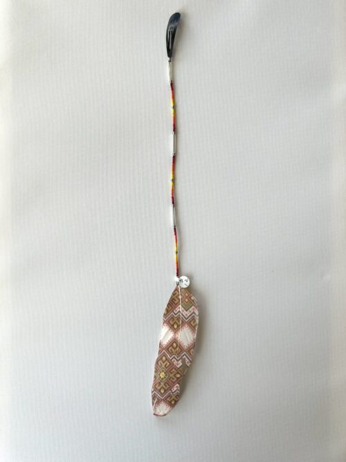 3 Orange Whispers with Long Silver Tube Beads & Painted Feather Hair Clip