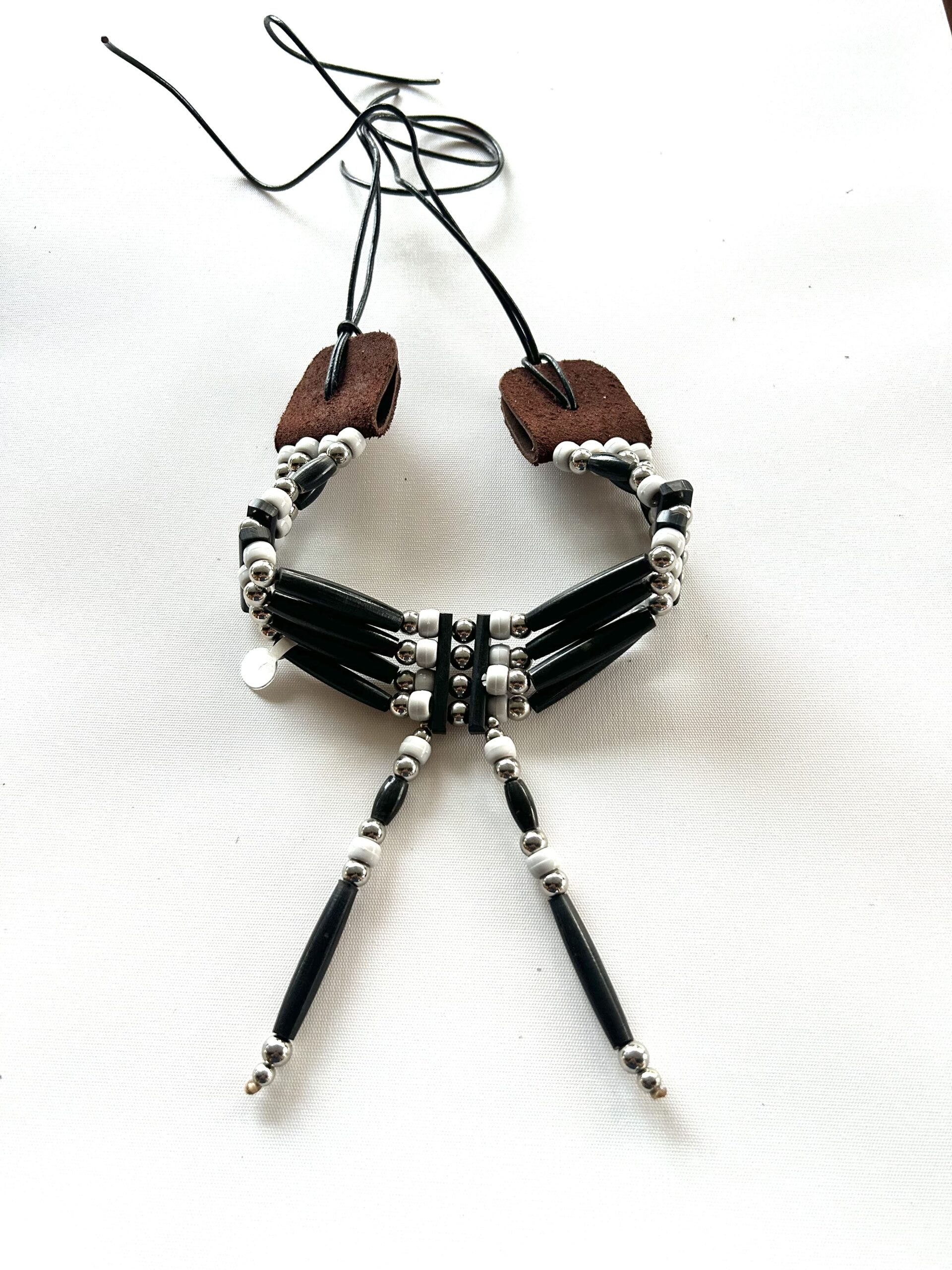 Black Bone Silver Gray Drape Choker - Image 3