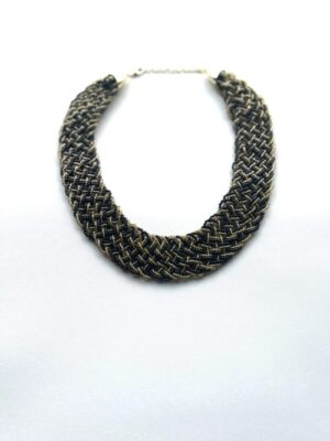 Black and Gold Woven Beaded Collar Choker