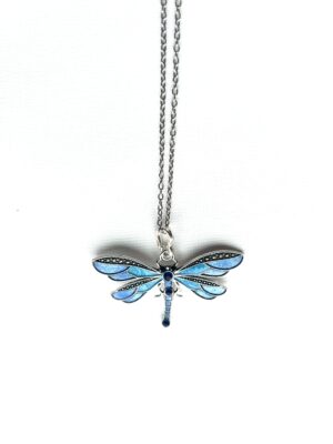 Blue 2 Wing Studs Dragonfly Necklace