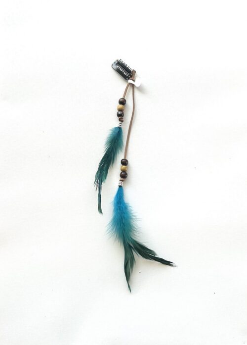Blue Beaded Feather Hair Clip