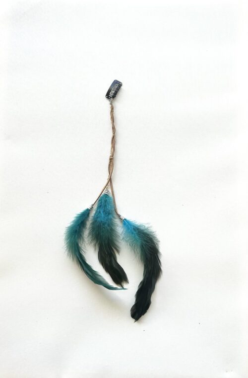 Blue Feather Chain Braid Hair Clip