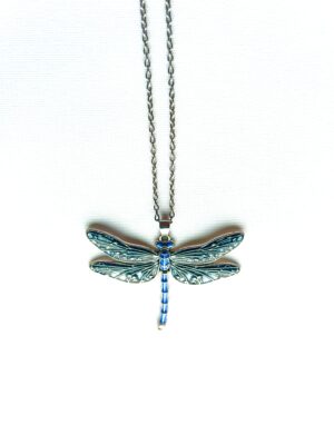 Blue Flat 2 Wing Dragonfly Necklace