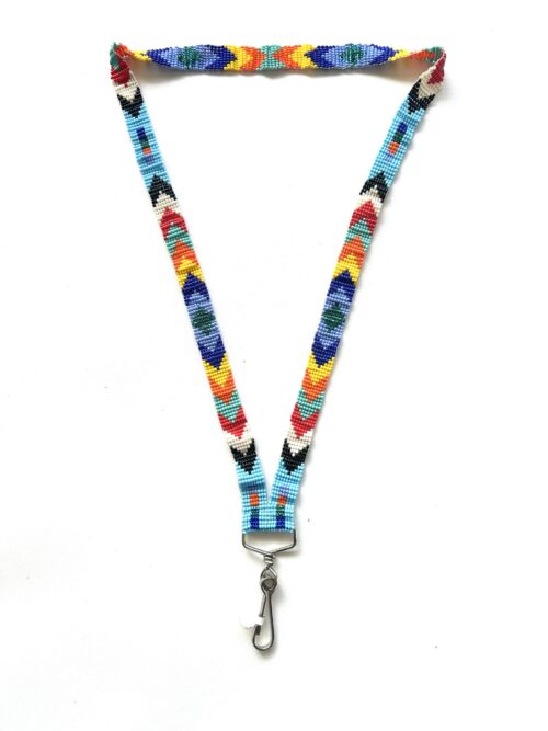 Blue Rainbow Chevron Lanyard