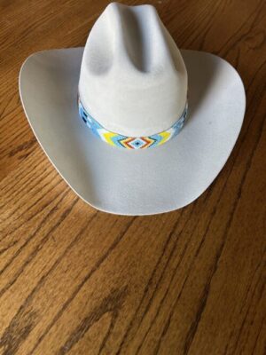 Blue Yellow Diamond 4 Feather Hatband