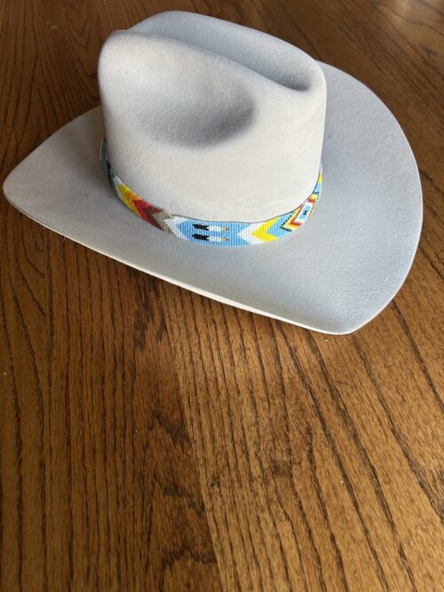 Blue Yellow Diamond 4 Feather Hatband - Image 2