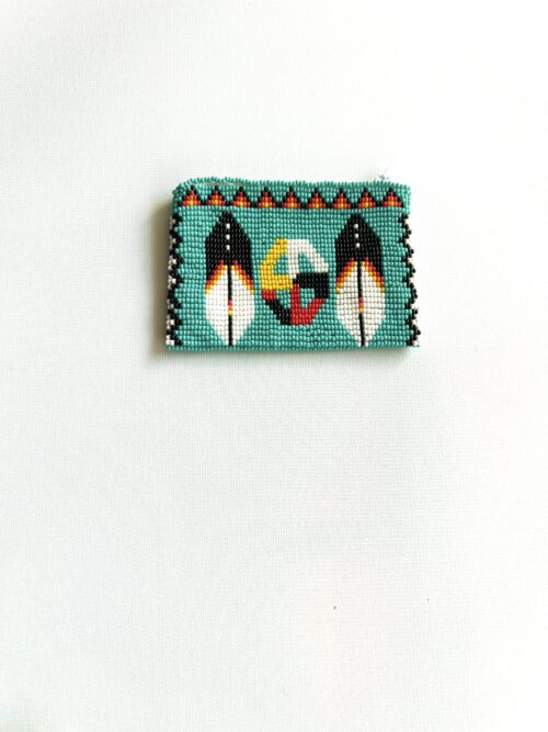 Bluegreen Medicine Wheel 2 Feathers Coin Purse