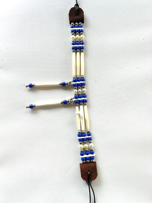 Bone Blue Silver Pearl Drape Choker - Image 3