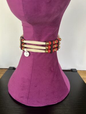 Bone Brass Red Black Choker