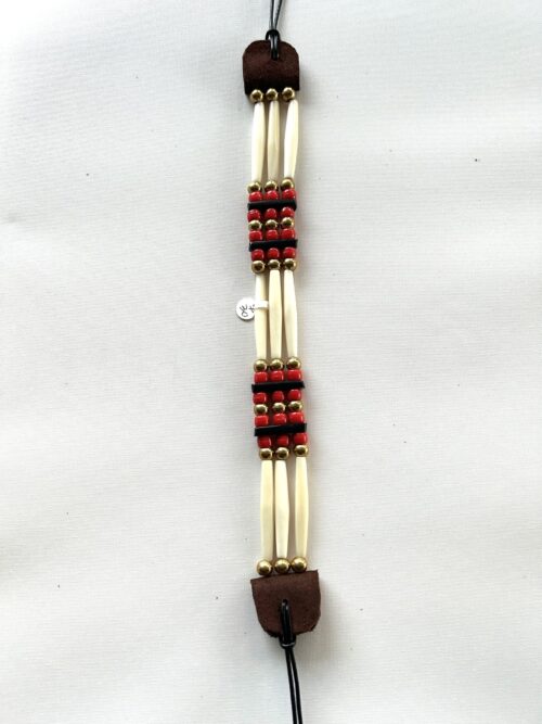 Bone Horn Brass Red Drape Choker - Image 3