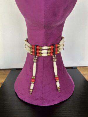 Bone Brass Red Drape Choker