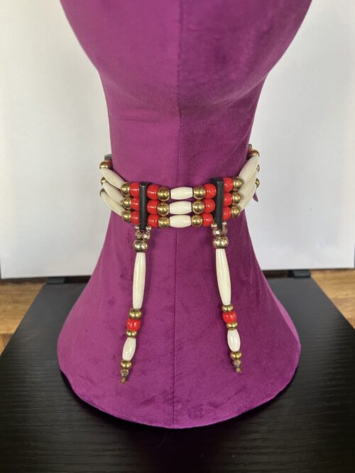 Bone Brass Red Drape Choker